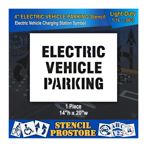 Vista 5 de Plantillas de pavimento – 4 pulgadas – Plantilla de estacionamiento de vehículos eléctricos – 14 x 20 x 1/8 pulgadas (128 mil) – Grado profesional