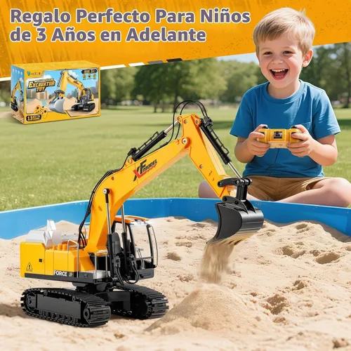 Vista 7 de V-Opitos 13CH RC Excavator Toy con pala de aleación, luces y sonidos