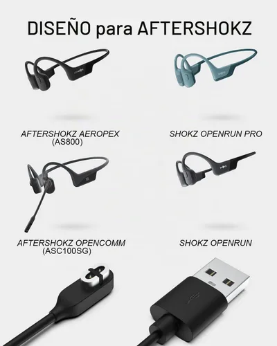 Vista 2 de Cable de carga de 3.3 pies para auriculares SHOKZ OpenRun/OpenRun Pro/OpenRun Mini/OpenRun Pro Mini/OpenComm/OpenComm 2 Bluetooth, cable de carga