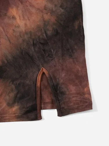 Vista 4 de SheIn Vestido corto sin mangas para mujer, teñido anudado, con tiras, ajustado