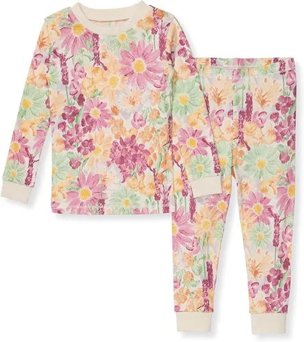 Vista 10 de Burt's Bees Baby Pijama de algodón orgánico para niñas, conjunto de pijama 100% algodón para niños pequeños y niños, tela suave y elástica Trébol