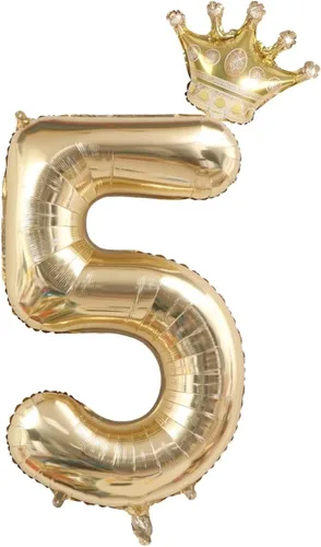 Vista 8 de Globos de oro blanco de 40 pulgadas con corona, decoraciones de fiesta de primer cumpleaños. (1)