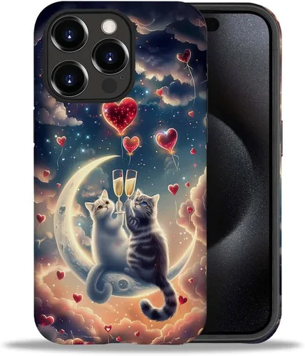 Vista 29 de CARLOCA Funda compatible con iPhone 15 Pro Max, funda protectora de gato en A para iPhone 15 Pro Max, TPU suave + PC duro 2 en 1, funda protectora