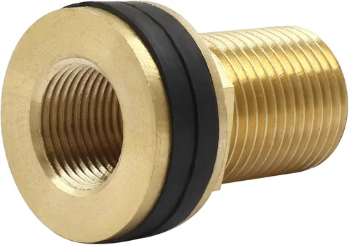 Vista 5 de 2 piezas de montaje de mamparo de latón, hembra de 3/8 pulgadas, conector de tanque de agua macho de 1/2 pulgada, montaje de mamparo de doble rosca