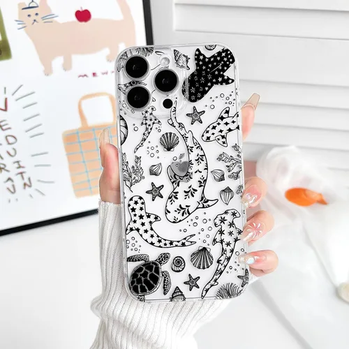 Vista 4 de NITITOP Funda para iPhone 16 Pro Clear Sea Animal - Tortuga Negra negro (Black Turtle)