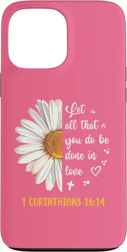 Vista 24 de Linda Daisy 1 Corinthians 16:14 Love Bible Verse for Women Case for iPhone 17