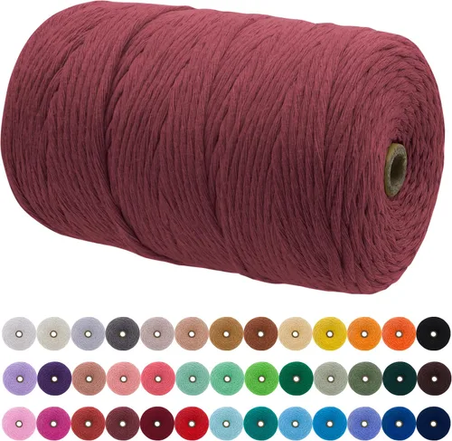 Vista 17 de JeogYong Cordón de macramé de un solo hilo 3 mm x 109 yardas (328 pies) Cuerda de algodón suave Hilo de macramé de 3 mm, suministros de macramé