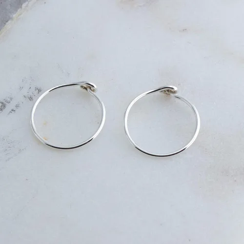 Vista 70 de Aretes de plata de ley abiertos para cartílago, tragus, delgados, calibre 22