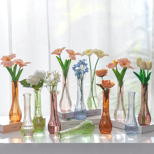 Vista 12 de NUPTIO Glass Bud Vases Centerpiece Bulk, 8.5" Tall, Clear, Set of 3