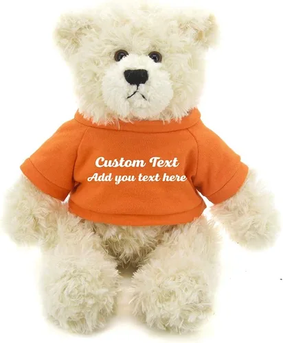 Vista 9 de Plushland Oso de peluche Brandon crema de 12 pulgadas, regalo personalizado para el día de la madre, San Valentín, graduación, cumpleaños