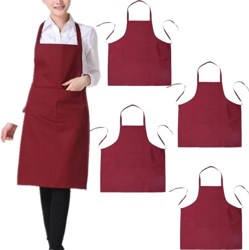 Vista 12 de Bringsine Paquete de 2 delantales unisex con 3 bolsillos, lavables a máquina, para hombres y mujeres, resistentes a la cocina, delantales