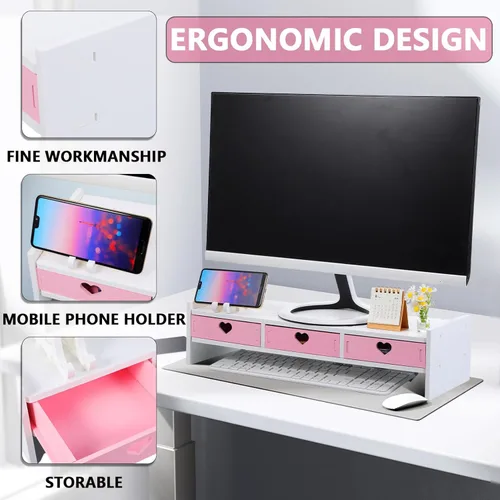 Vista 3 de Toddmomy Ergonomic Laptop Riser Stand for Desk Computer Monitor Elevation Stable Desktop Organizer for Home Office Space-saving Small Monitor Stand