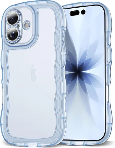 Vista 123 de SKYLMW Funda compatible con iPhone 12 Pro, diseño de ondas rizadas kawaii, borde chapado de lujo, elegante parte trasera transparente brillante, TPU
