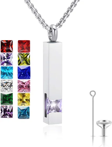 Vista 50 de YOUFENG collar con urna para cenizas, cubos de piedras natales, urna para cenizas humanas, collar de urna de cremación, relicario, recuerdo