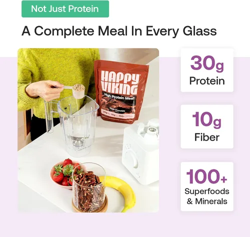 Vista 3 de Happy Viking Berry Parfait - Proteína vegetal en polvo, creada por Venus Williams, 0.71 onzas de proteína, baja en carbohidratos, keto, vegano, sin