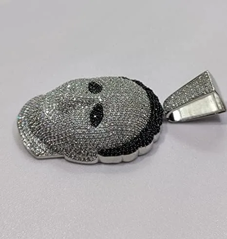 Vista 6 de DTJEWELS - Juego de puntas de corte redondo de 3.50 quilates, diamante blanco y negro, para hombre, máscara de Halloween, colgante de plata de ley