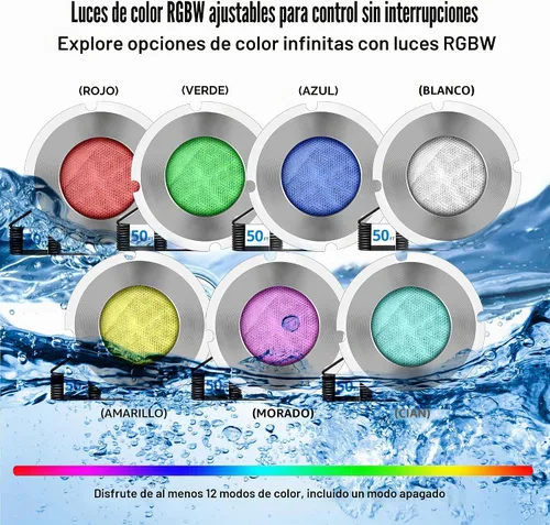 Vista 6 de Luces de Piscina para Piscina Enterrada, Luz LED de Color de 1.5 Pulgadas para Piscina Enterrada y Spa, Luces de Piscina Sin Nicho IP68