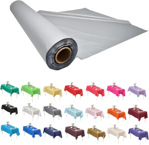 Vista 26 de Rollo de plástico para cubierta de mesa color verde manzana, 40 pulgadas x 100 pies, rollo de plástico resistente para cubierta de mesa de banquetes