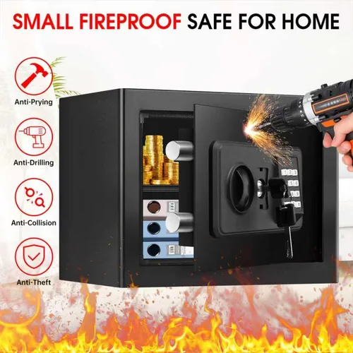 Vista 2 de 1.2 pies cúbicos - Cajas fuertes pequeñas para el hogar a prueba de agua y fuego, cajas fuertes a prueba de fuego para uso doméstico, caja