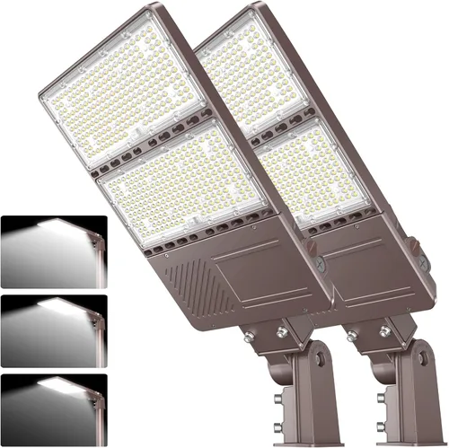 Vista 15 de 3 luces LED de estacionamiento de 150 W, 120 W, 90 W, caja de zapatos LED 5000 K, ajustador deslizante ajustable, lámpara de calle al aire libre