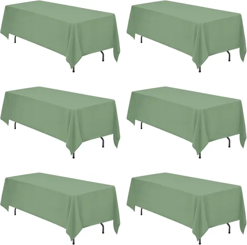 Vista 42 de BRILLMAX - Manteles para mesa rectangular de 6 pies, tela de lino de poliéster, lavable, para boda, recepción, banquete, fiesta de cumpleaños, 60 x