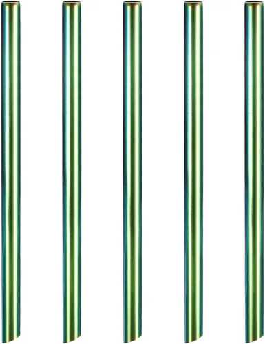 Vista 11 de uxcell 5 popotes de metal reutilizables, 8.5 pulgadas, con extremo biselado de acero inoxidable para beber batido, té de burbujas, bebidas