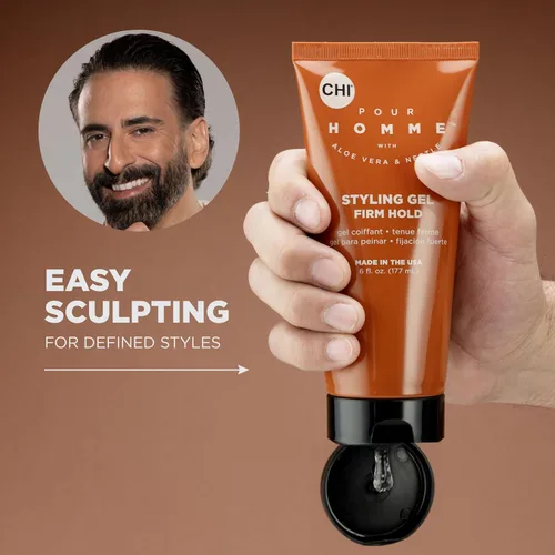 Vista 4 de CHI Pour Homme Gel de peinado Maximum Hold para hombres, gel para el cabello de larga duración, sin descamación para un control fuerte, textura