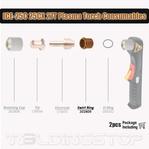 Vista 4 de WeldingStop 202809 Anillo de remolino para Miller Spectrum 375 X-treme cortador de plasma ICE-25C ICE-27C antorcha PKG-2