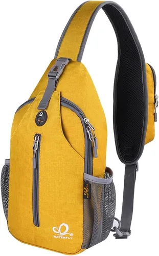 Vista 68 de Waterfly - Mochila cruzada tipo bandolera para viajes y caminatas, bolsa de pecho, Gris, talla única