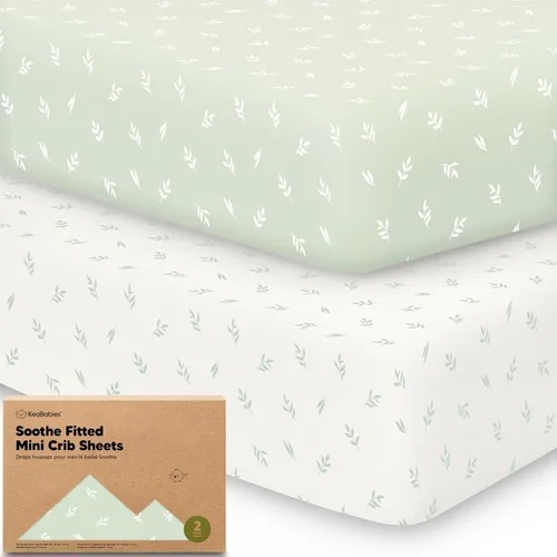 Vista 38 de 2 paquetes de sábanas ajustadas para mini cuna - 38x26 sábanas Pack N Play para colchón Pack and Play, algodón orgánico, ropa de cama transpirable