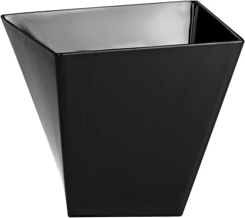 Vista 11 de Restaurantware Platos de postre de 2 onzas, 100 mini tazas desechables para servir fiestas, platos Girata de plástico negro duradero y sostenible