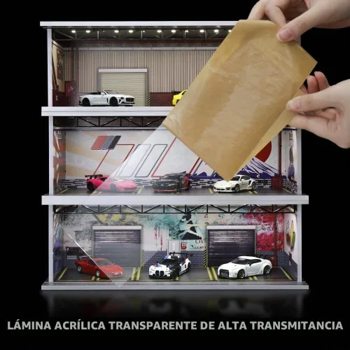 Vista 6 de Vitrina de garaje Diorama escala 1/64 para coches modelo fundido a
