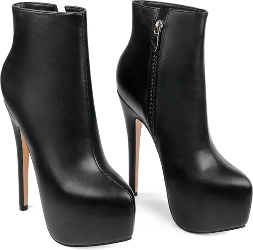 Vista 7 de JOY IN LOVE Botines de plataforma para mujer, zapatos de tacón alto con cremallera, botines cortos