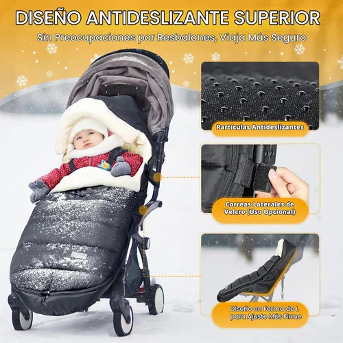 Vista 2 de IvyWind Saco para Pies de Cochecito, Saco de Invierno para Cochecito de Bebé con Cremallera Extraíble, Saco de Dormir Universal Cálido para Clima