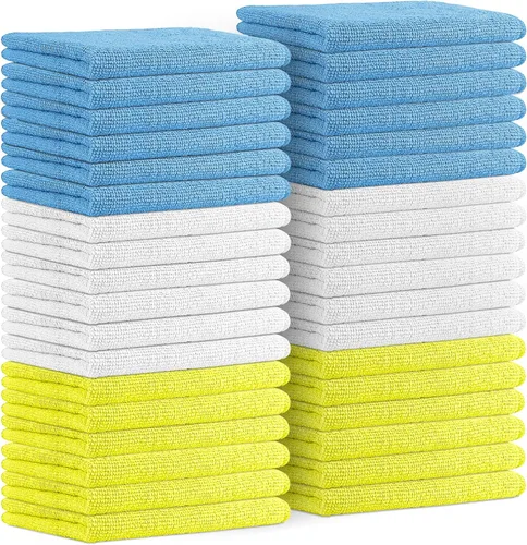 Vista 19 de Avalon Towels Paños de limpieza de microfibra (paquete de 48) – Tamaño 16 x 16 pulgadas, trapos de limpieza altamente absorbentes, sin pelusa Negro