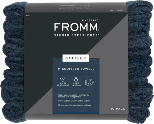 Vista 17 de Toallas de microfibra Fromm Softees para peluqueros, barberos, spa, gimnasio en Aqua, 16" por 29", 10 unidades. Toalla perfecta para el cuidado
