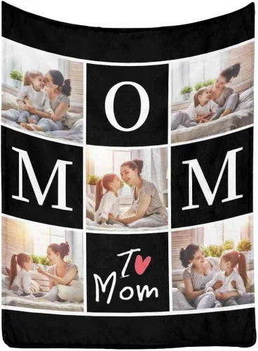 Vista 18 de MyPupSocks Manta personalizada para mamá, regalos personalizados para mamá, manta de cama con fotos, regalos de cumpleaños para mujeres, mamá