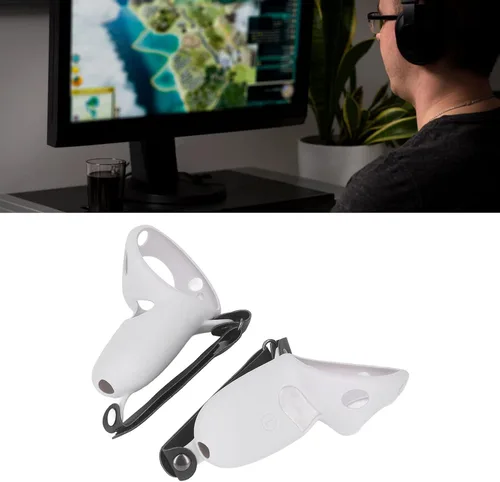 Vista 3 de Dilwe 2 fundas de agarre para controlador táctil, protector de silicona con correas para nudillos para Meta Quest Pro (gris)