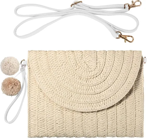 Vista 8 de Frienda Bolso bandolera de paja para mujer