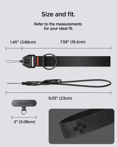 Vista 3 de Spigen Correa de muñeca universal con lengüeta de sujeción para iPhone, galaxia, píxel, cámaras, llaveros y cordón duradero, fácil de quitar