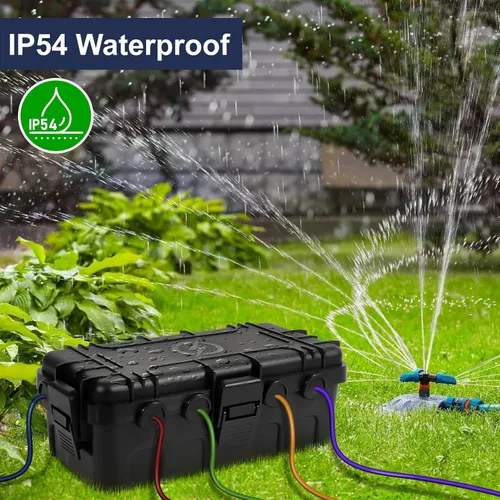 Vista 2 de Caja eléctrica mediana para exteriores (11.6 x 5.2 x 4.1 pulgadas), cubierta de cable de extensión impermeable IP54 con entrada de 6 cables, caja
