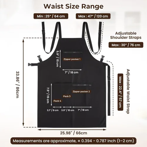 Vista 2 de Noverlife Hair Stylist Apron with 4 Pockets, Hair Resistant 34 Inch Long Hairdresser Aprons w/Adjustable Strap for Salon