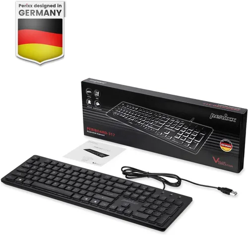 Vista 7 de Perixx PERIBOARD-317ES un teclado con Cable y retroiluminado LED, QWERTY