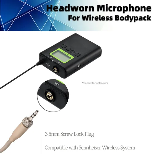 Vista 3 de Auriculares con micrófono para colgar sobre la oreja para Sennheiser Wireless System Bodypack transmisor, ideal para conferencias, actuaciones