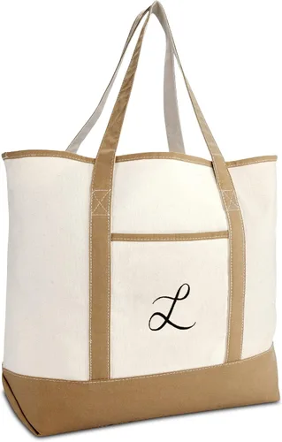 Vista 18 de DALIX Bolso de mano natural para mujer Bolsos de hombro Marrón con monograma Letra A - Z K