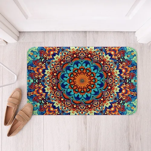 Vista 25 de Erosebridal Alfombras de baño vintage art decó, alfombra de baño antideslizante con medallón oriental rojo, 16 x 24 pulgadas, estilo bohemio, turco