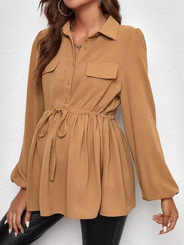 Vista 5 de Floerns Blusa de maternidad de manga larga con cordón en la cintura para mujer