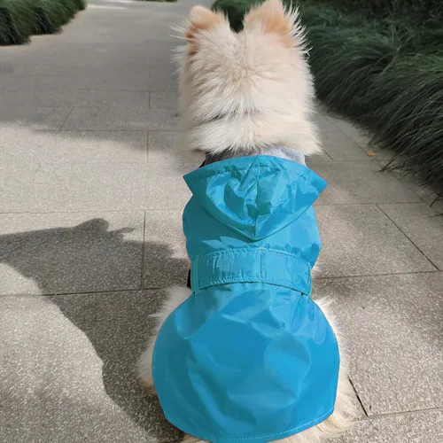 Vista 7 de Impermeable para perros pequeños, chaqueta impermeable con capucha, poncho impermeable para mascotas, traje de lluvia de doble capa para cachorros