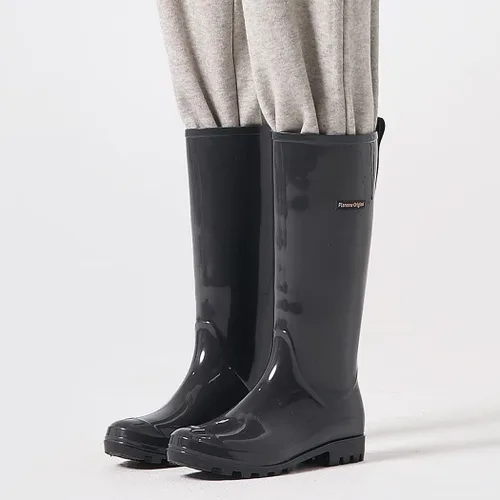 Vista 3 de planone Botas de lluvia altas de moda para mujer, impermeables, botas ligeras para jardín al aire libre, botas de lodo para damas, zapatos