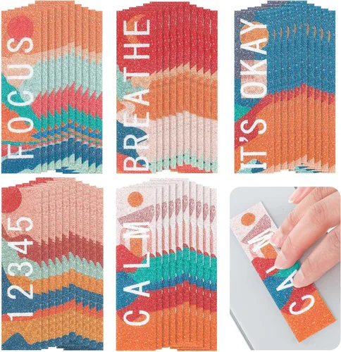 Vista 8 de Crtiin - 50 calcomanías calmantes, tira sensorial con textura, táctil, áspera, cinta táctil para escritorio, para adultos y adolescentes, juguete